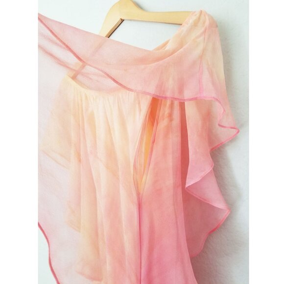 Gypsy 05 100% Silk Flutter Mini Dress Sunset Ombre Fairy Romantic Coquette Beach - Picture 6 of 16